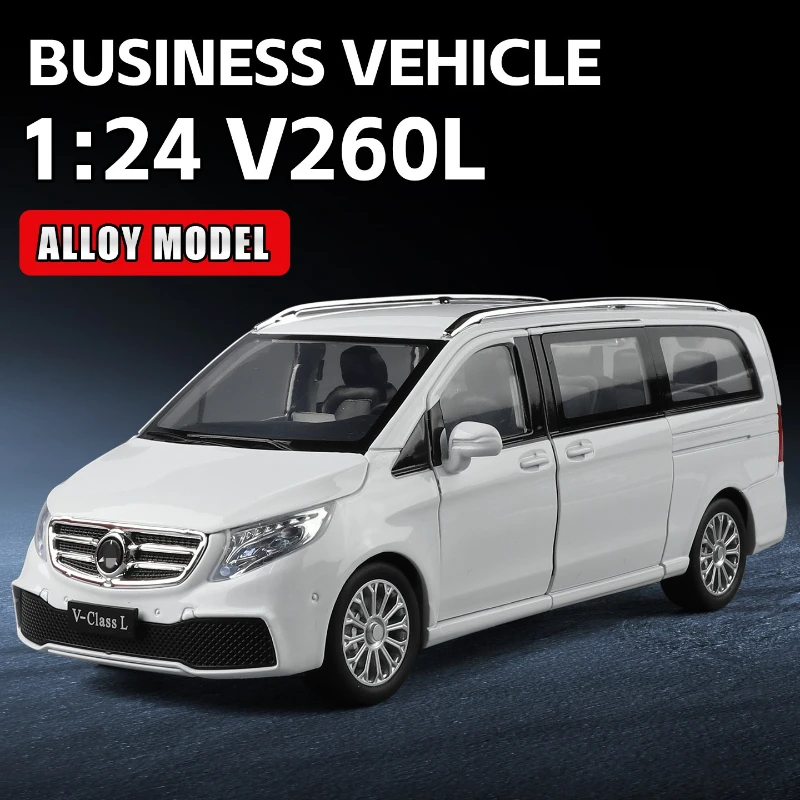 

1:24 V260L MPV Alloy Diecasts Toy Vehicles Metal Toy Business Vehicles Car Model Sound light Collection Kids Toy Gift