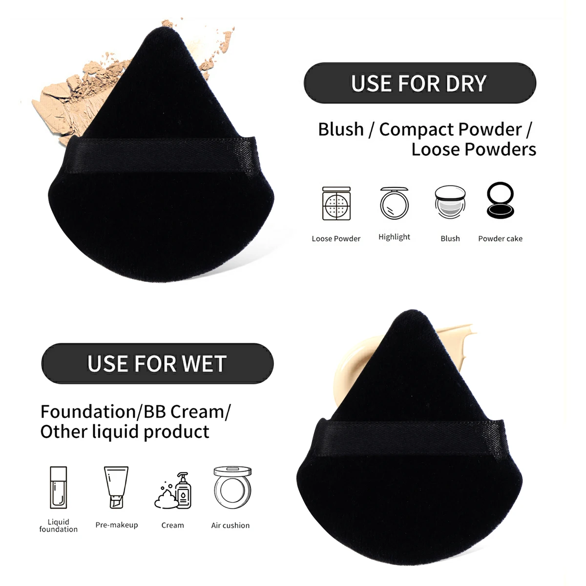 MAANGE Make-up-Pinsel-Set, Foundation-Kontur-Gesichtspinsel mit Puderquasten, perfekt für Wange, Stirn, Kiefer, Nase, Mischung, Schönheit