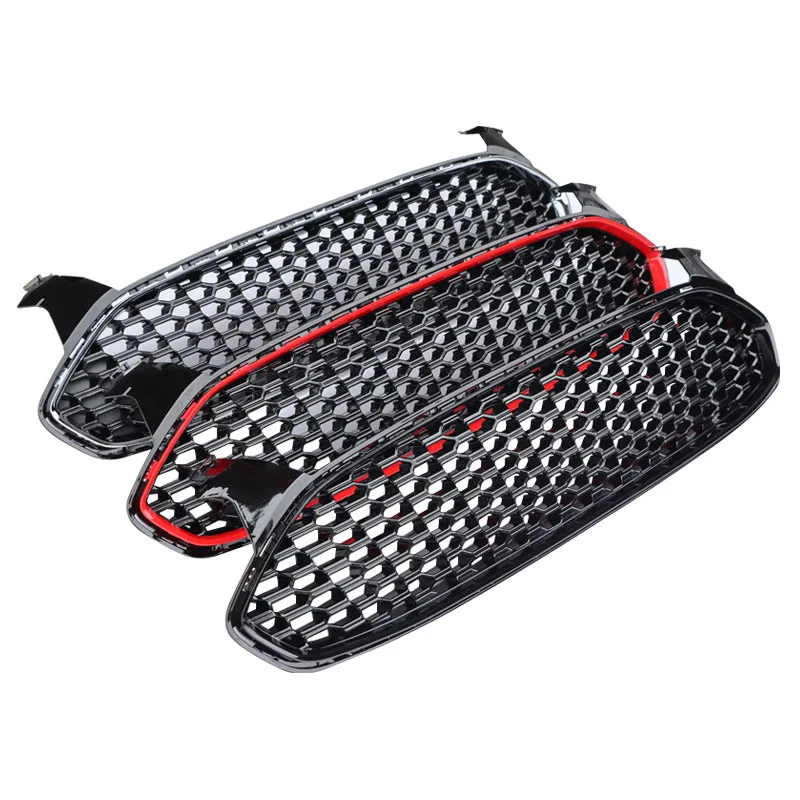 2013 2014 2015 2016 For Ford Fusion Honeycomb Racing Grills Gloss Black Front Bumper Grille Mesh Replace Car Accessories