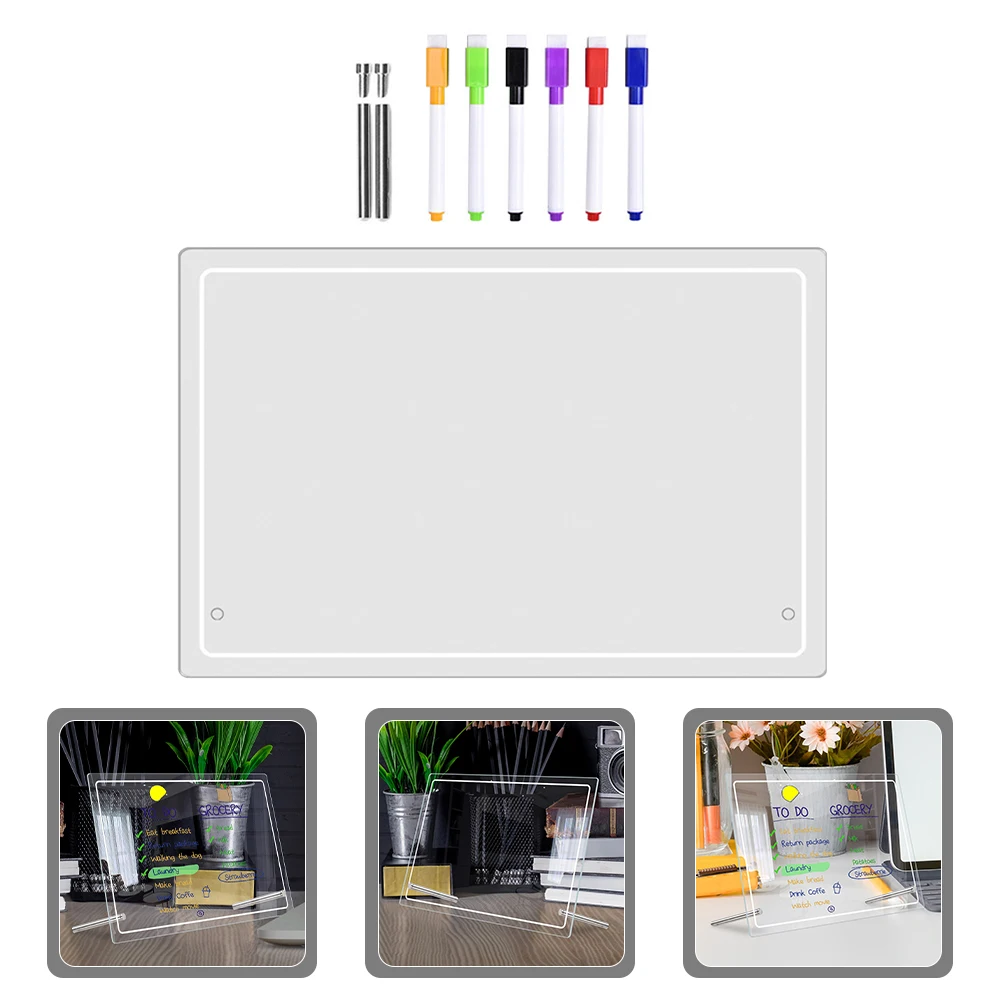 1 set 1 Set Acrylic Monthly Weekly Planner Board Clear Dry Erase Message Board For Office Kitchen Student Desktop Memo Organizer