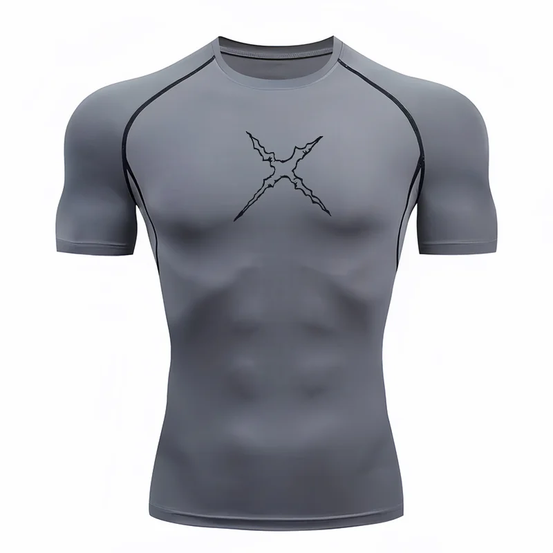 Bandai One Piece Men T-shirt Luffy X Scar Print Compression Fitness Gym Quick Dry Sport T Shirt Comfortable