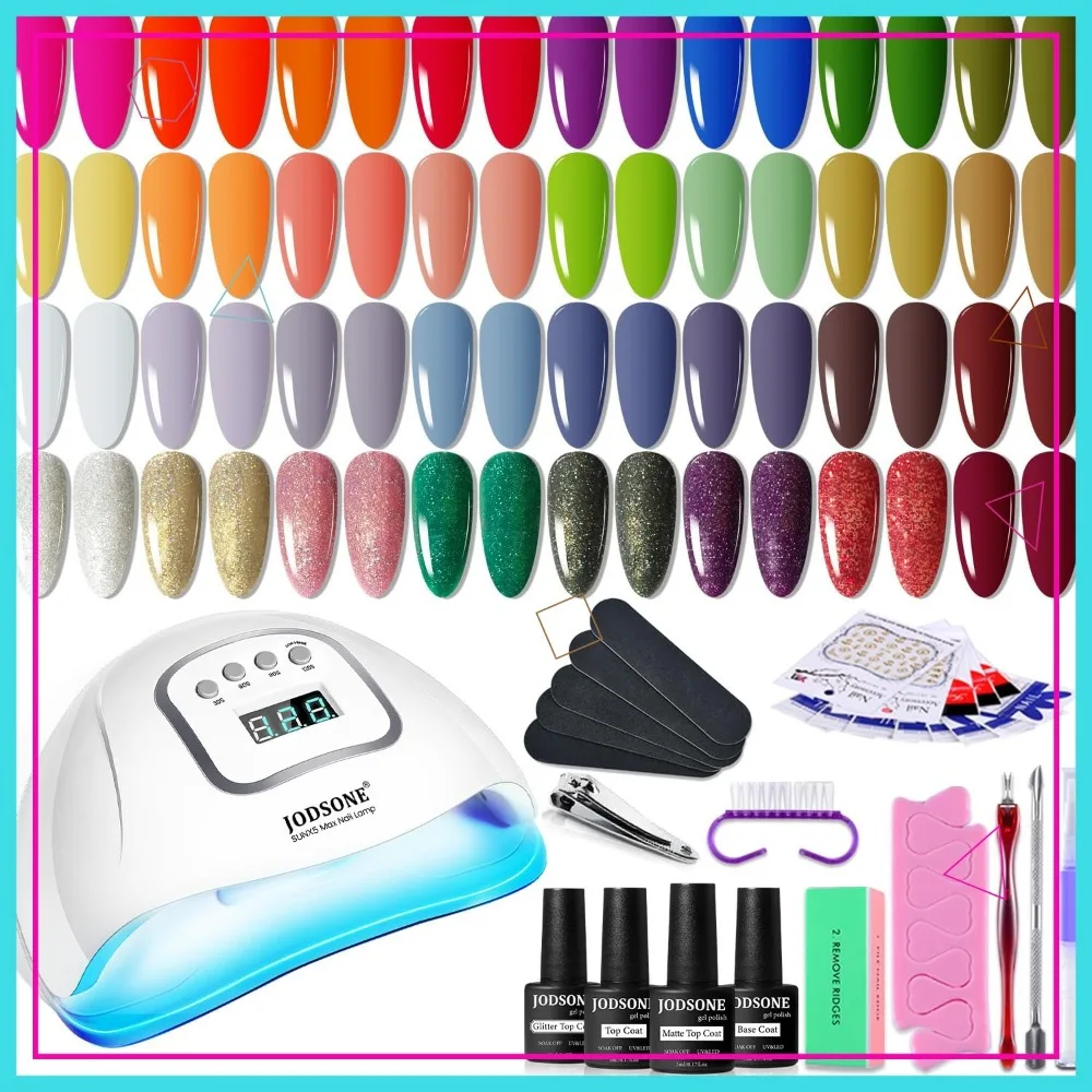 

32 Color Gel Nail Polish Kit with UV Light, Base & Top Coat, Manicure Tools for Salon Quality Nails