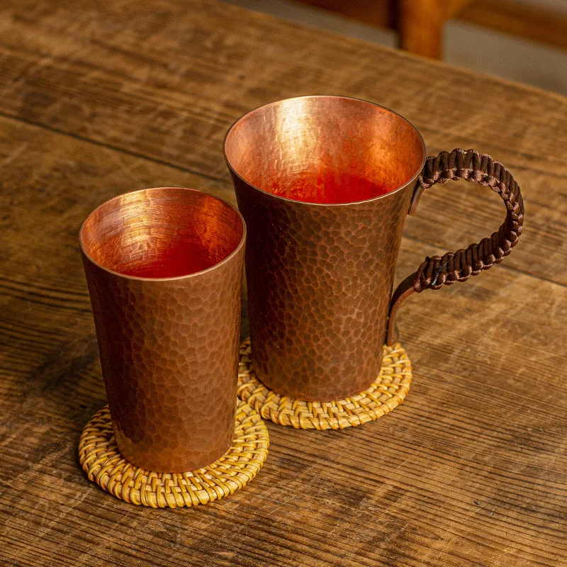 Pure copper coffee cup copper  small teacup beer  cup coaster  thickened copper cup
