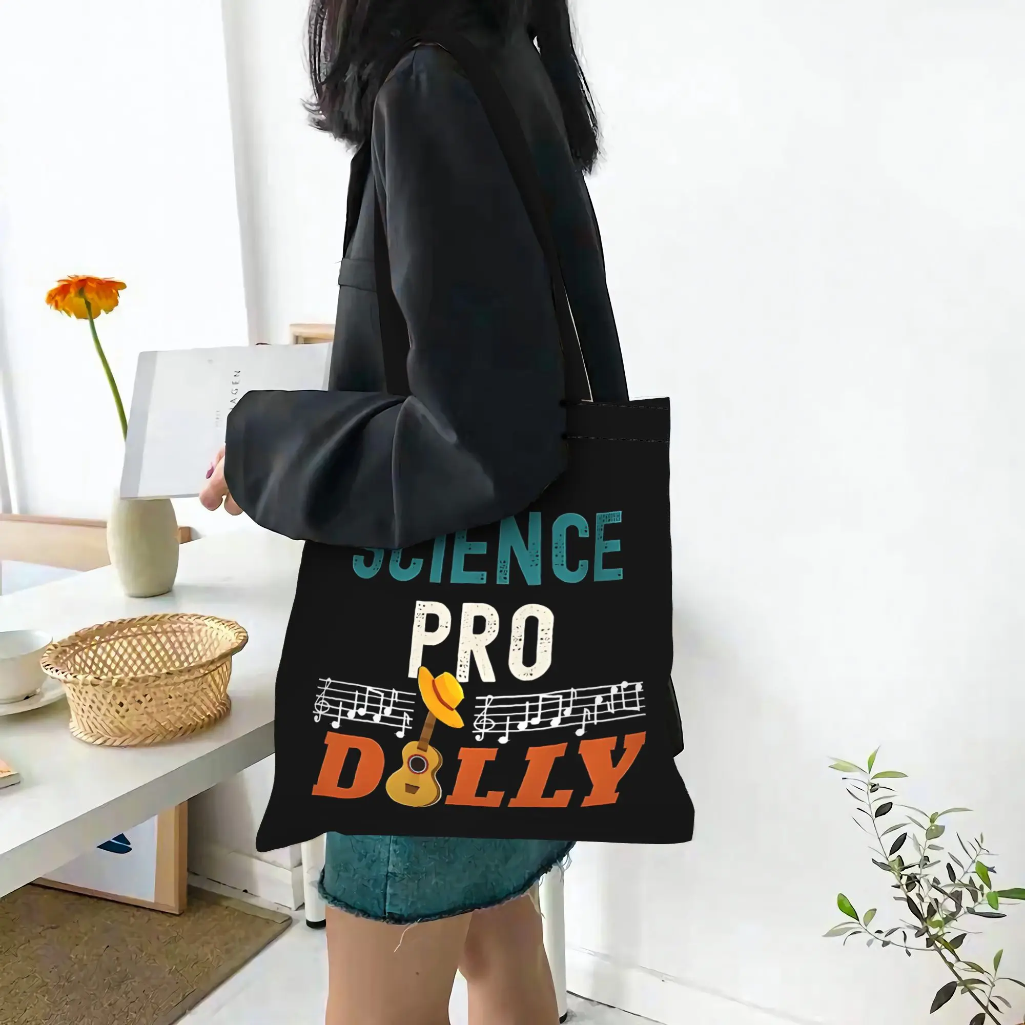 Customized Pro Science Pro Dolly Women's Bag Campus Handbag Large Capacity  Canvas Tote Bag Foldable Chic Pattern