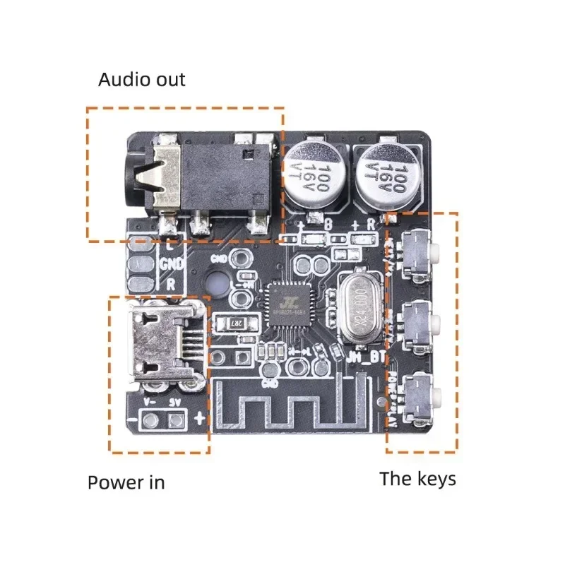 Carte PCB avec boutons, version 5.0, sortie 3.5 évitée, récepteur audio Bluetooth