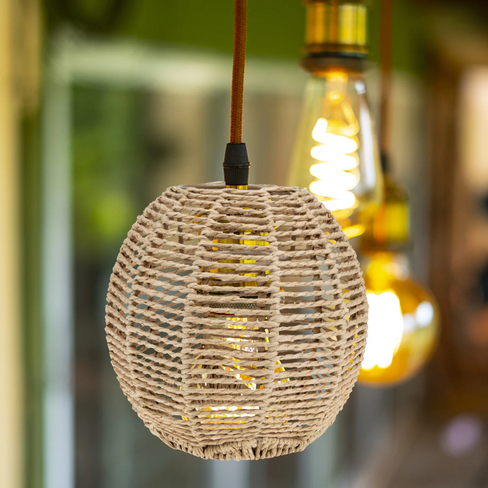 2 Pcs Ceiling Light Cover Braided Lampshade Artificial Rattan Floor Hanging Imitation Rope Woven of The Lid