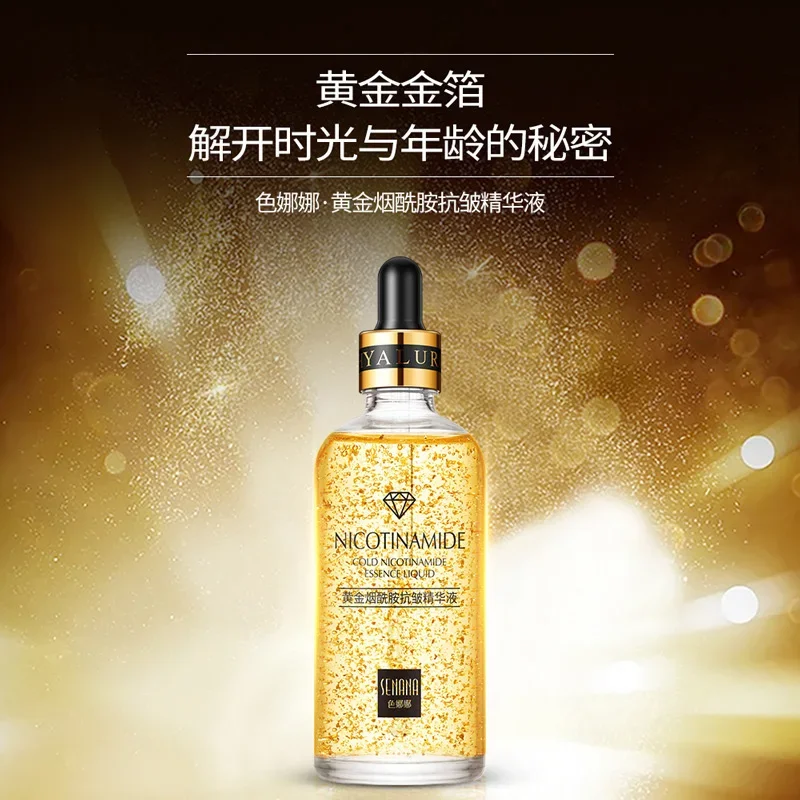 Face Serum Nicotinamide Moisturizing Facial Essence Liquid 24K Pure Gold Refreshing Anti-Aging Skin Care