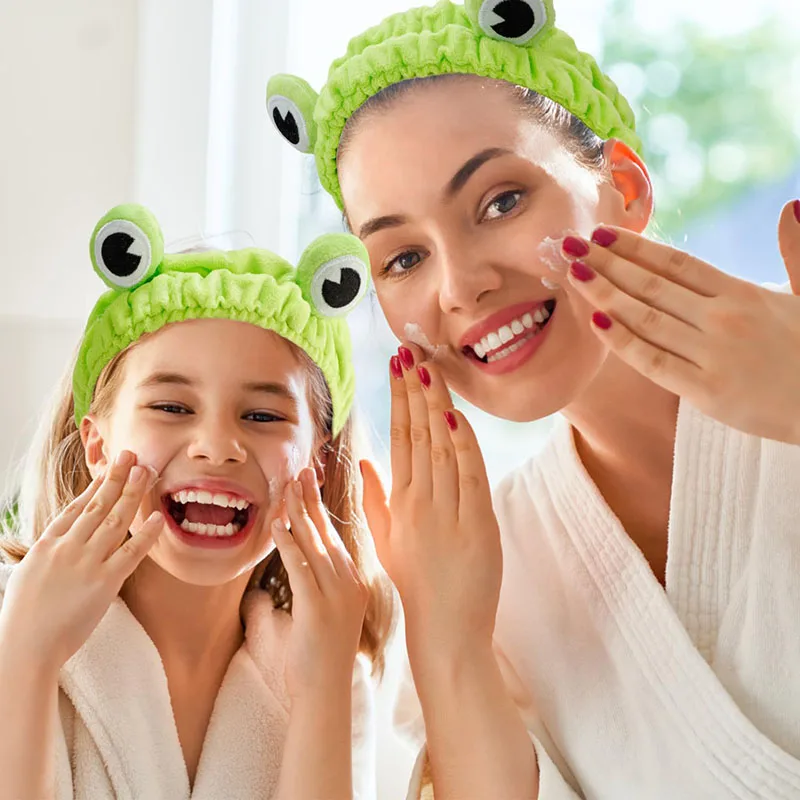 

Симпатичная лягушка, зеленая резинка для мытья лица, макияж, женская повседневная милая повязка на голову, украшения для волос