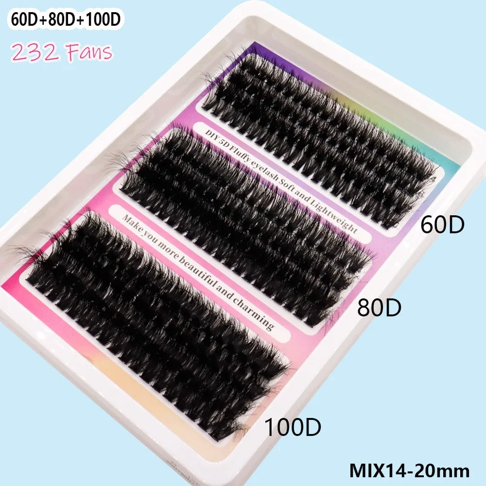 12 Rows Thin Band High-Impact Eyelash Extensions Set Knot-Free No Glue Residue Long-lasting DIY Clusters for Crafts