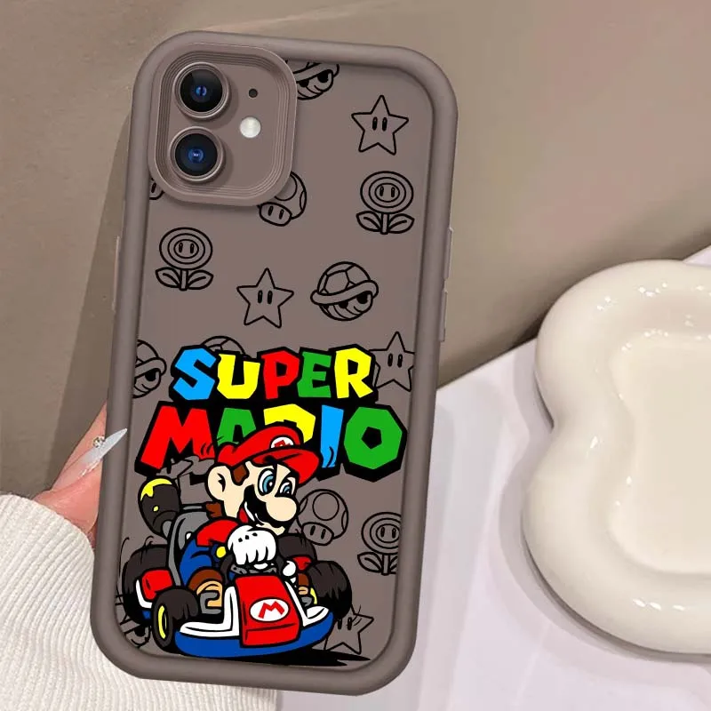 Supers M-Mario كول آرت لطيف لابل آيفون 16 15 14 13 12 11 XR XS X Pro Max Plus العين سلم جراب هاتف لينة غطاء من البولي يوريثان