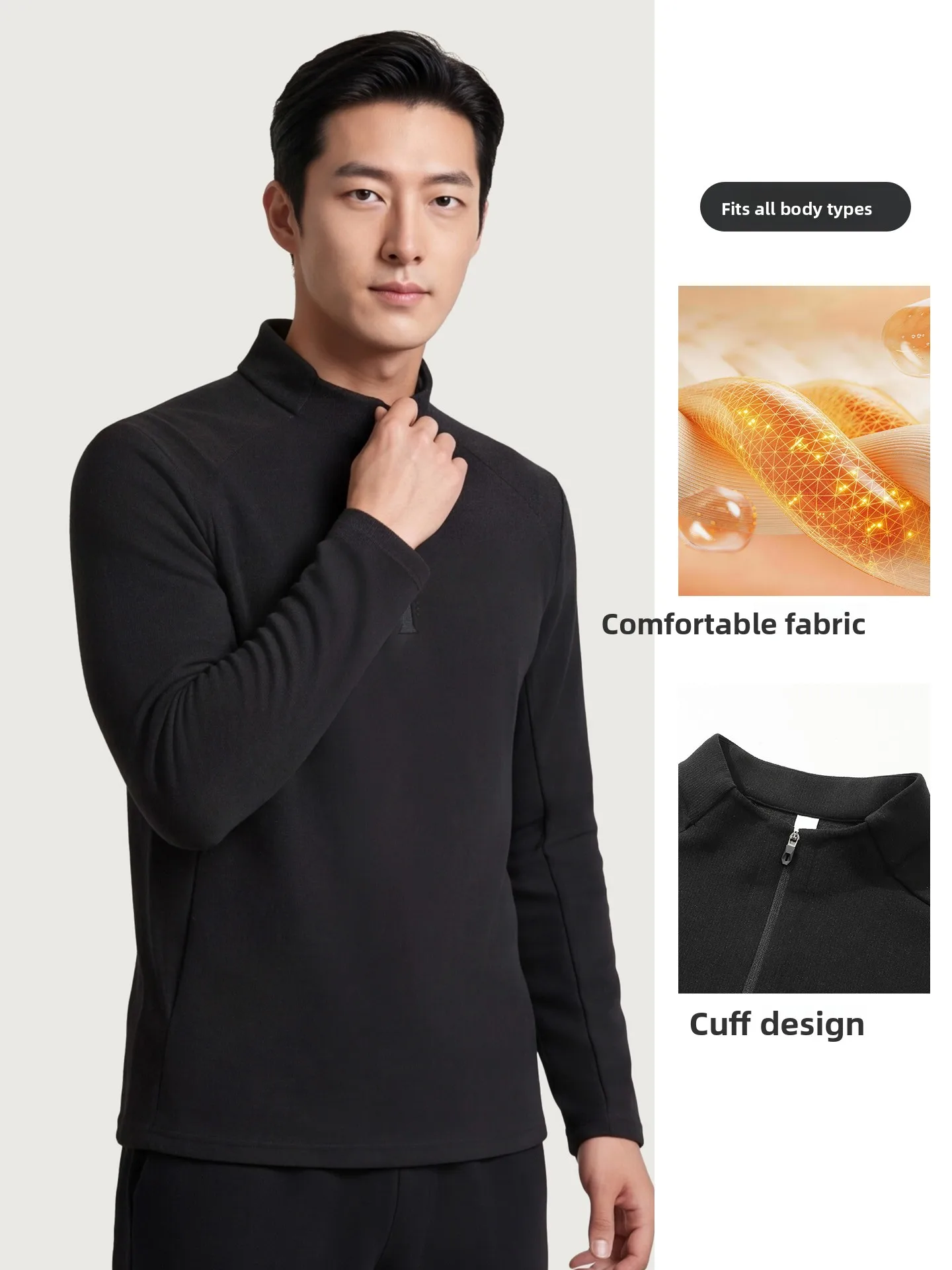 Warm Wool Blend Long Sleeve Hoodie Men's Fashion Urban Style Comfortable Soft Polyester Cotton Recycled Fiber Zipper Closure ...
