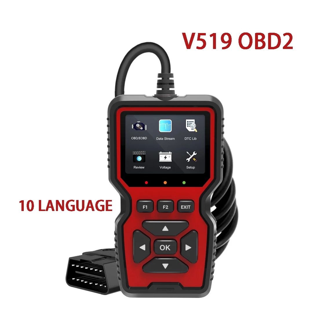 V519 OBD2 Car Code Reading Card 9 OBD II Standard Protocols Multi Functional Vehicle Fault Diagnosis Instrument 10 Language