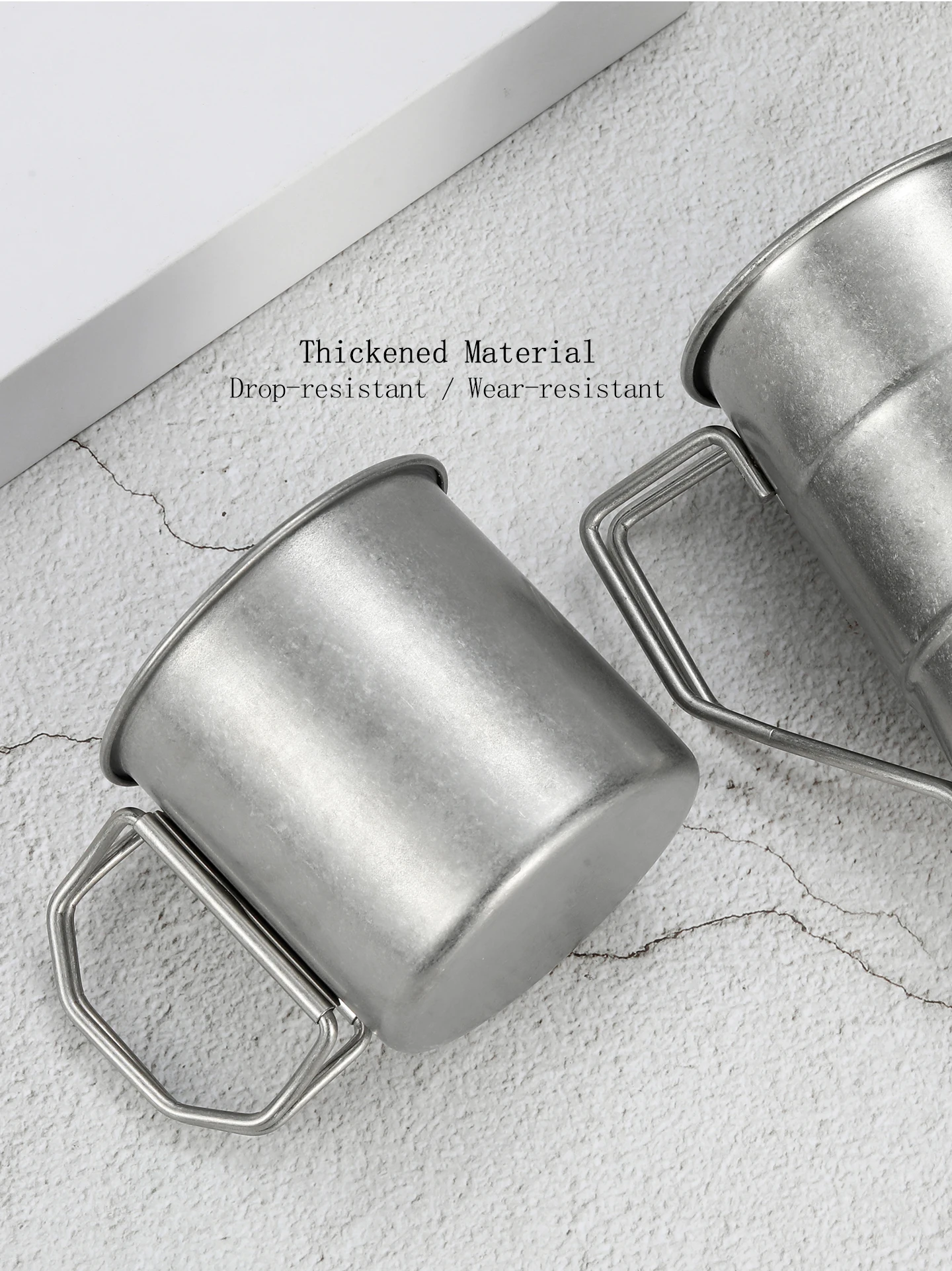 304 Edelstahl Wasserbecher mit Griff Individuelles Logo Text Retro Antik Silber Koreanischer Stil Kaffeebecher Outdoor Camping Geschenk – Detail 10