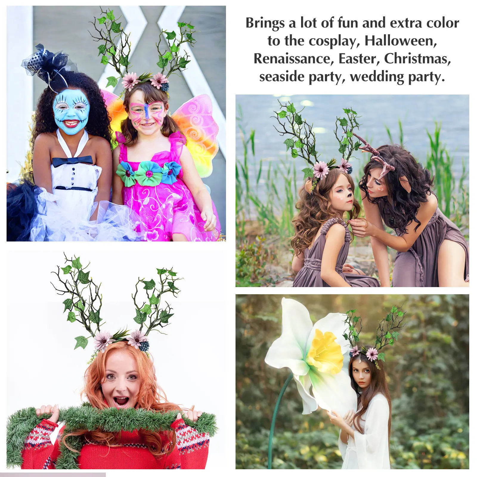 

Party Headband Tree Branch Hairband with Realistic Simulated Flowers for Special Occasions Wedding Anniversary Festival