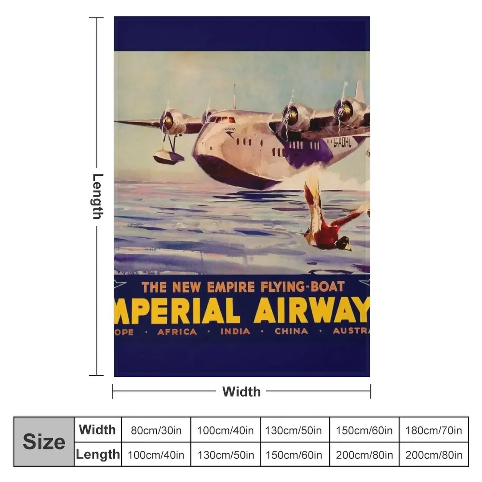 New IMPERIAL AIRWAYS : Flying Boat Travel Advertising Print Throw Blanket Warm Softest bed plaid For Baby Blankets