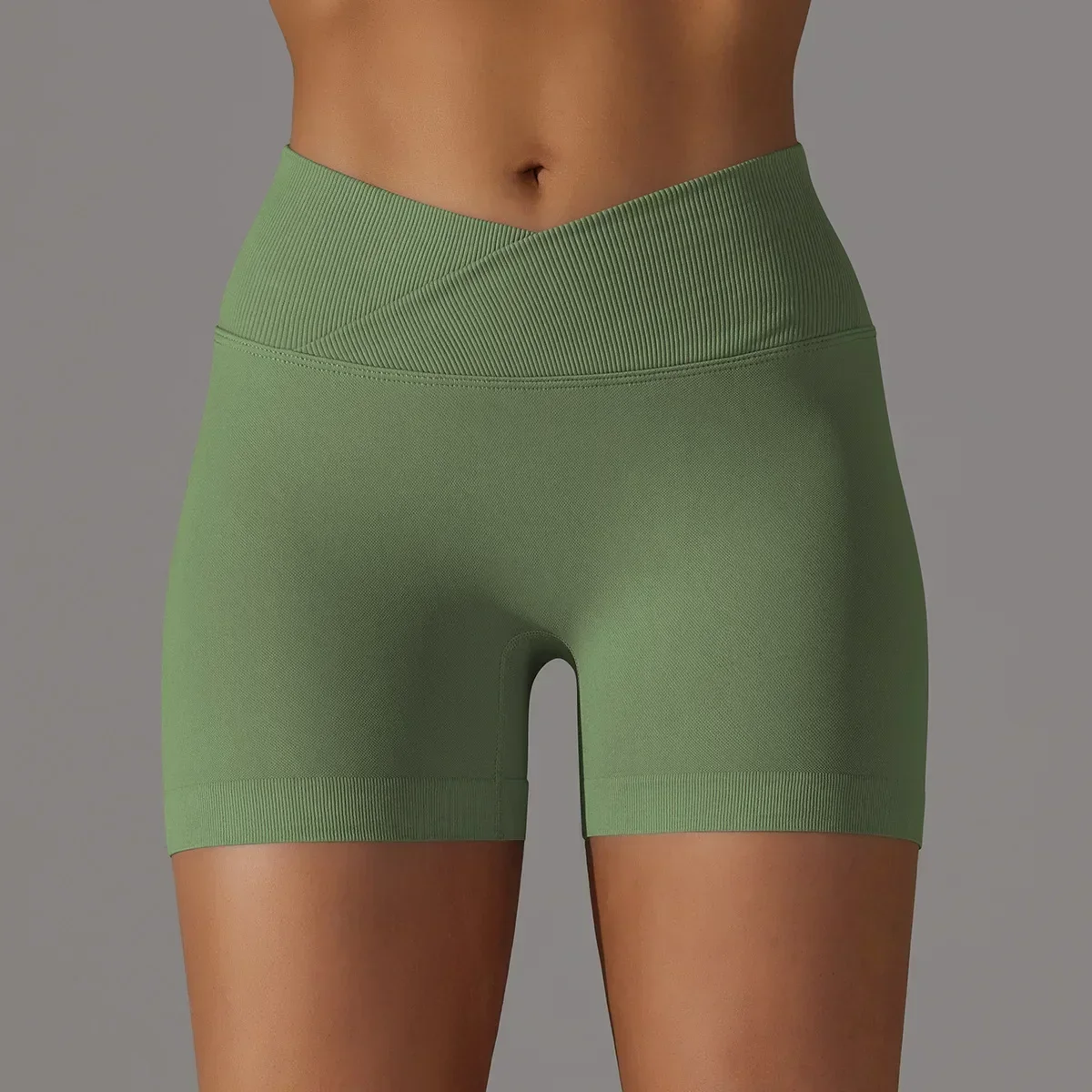 Damen-Sportshorts, Push-Ups mit hoher Taille, Bauchkontrolle, Fitnessstudio, Fitnessübungen, pfirsichfarbenes Hüftradfahren, Yoga-Shorts