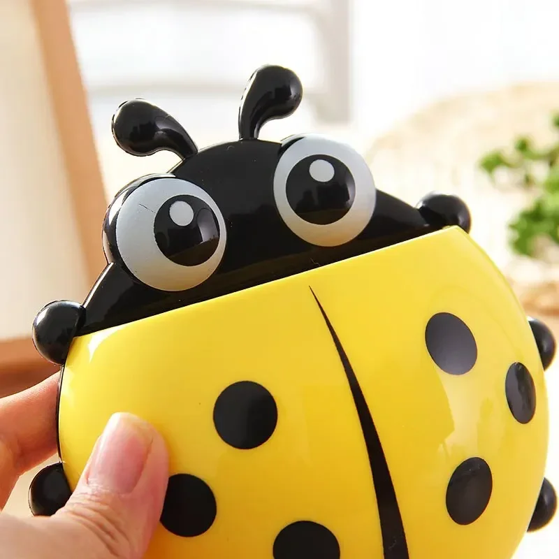 1PC No Need To Punch Holes Seven Stars Ladybug Toothbrush And Toothpaste Holder Cartoon Suction Wall Storage Cute Drain Box