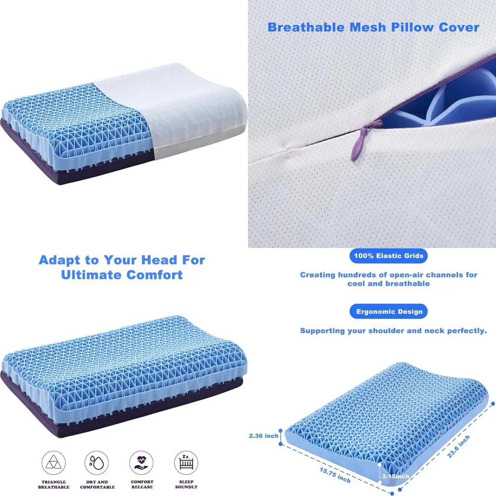 

Ergonomic Adjustable Booster Pillow with Elastic Grid for Neck Support and Oversized Design for Hot Sleepers