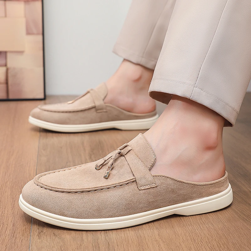Hot Selling Summer Trendy Slip On Half Slide Shoes Lazy Loafers Large Size Men Outdoor Casual Slippers