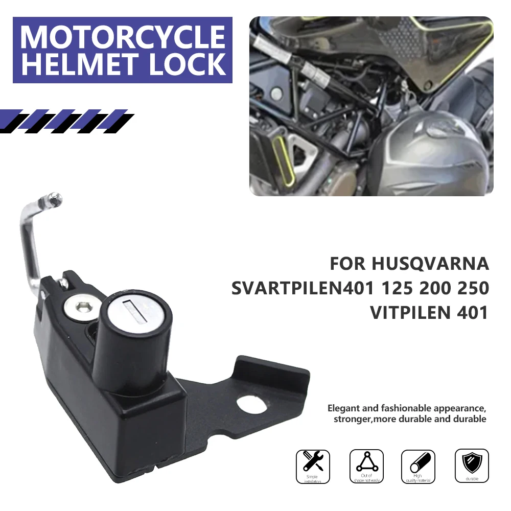 

For HUSQVARNA SVARTPILEN 125 200 250 401 VITPILEN 401 Motorcycle Anti-theft Security Alloy Helmet Lock Mount Hook with