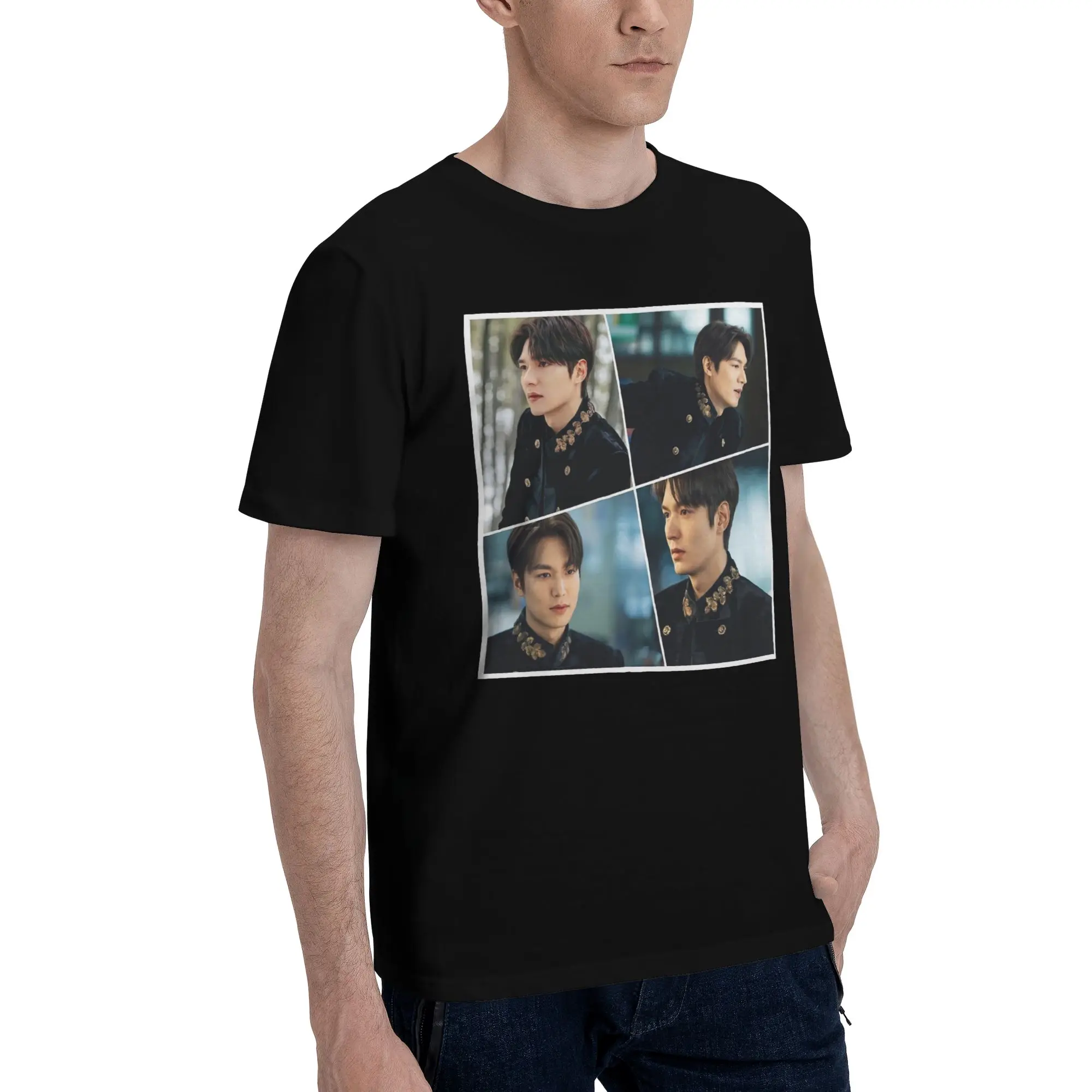 

Lee Min Ho The King, красивая мужская футболка с коллажем, большие футболки, мужские хлопковые футболки с круглым вырезом, короткие летние мужские футболки