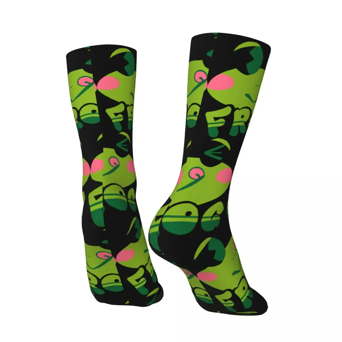 Funny Happy Men's compression Socks Sanrio Vintage Harajuku kero kero keroppi Hip Hop Novelty Casual Crew Crazy Sock Gift image 2