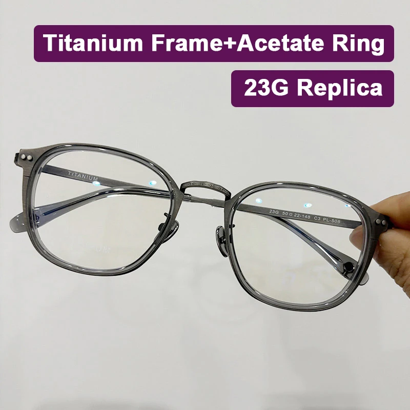 Japanese Style New Ultra-Light Pure Titanium Glasses Women Men Brushed Metal Texture Frame High-end IP Electroplating Spectacles