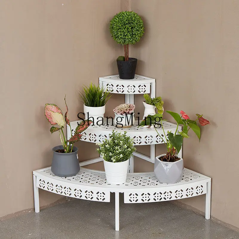 FG piso a piso, patio exterior de varios pisos, soporte para macetas suculentas, soporte para flores, balcón, escalera de hierro