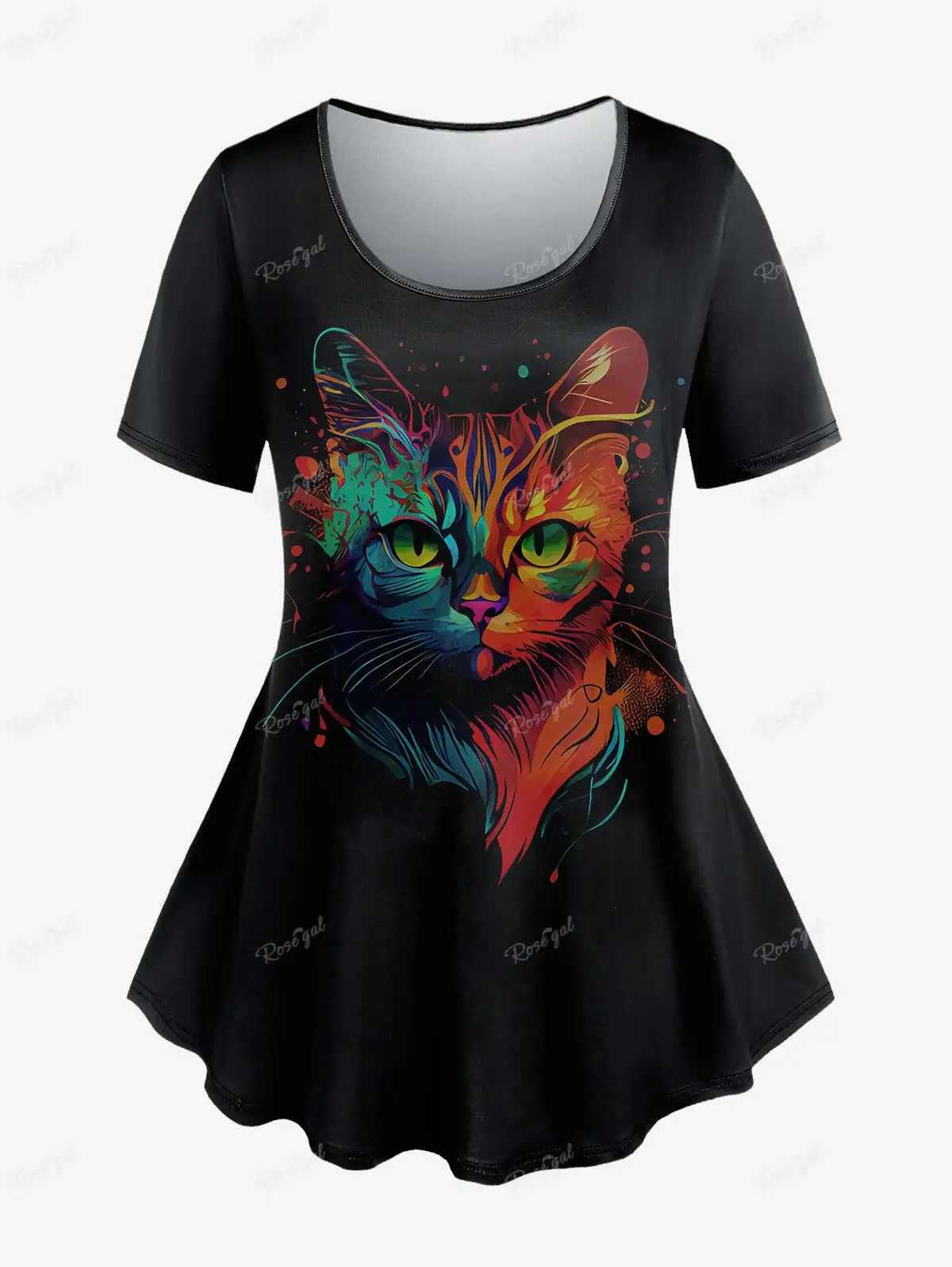 Plus Size Women's Clothing 3D Printed T-shirt Flower Owl Galaxy Wing Cat Glitter Graphic Tops XS-6X Casual Tees