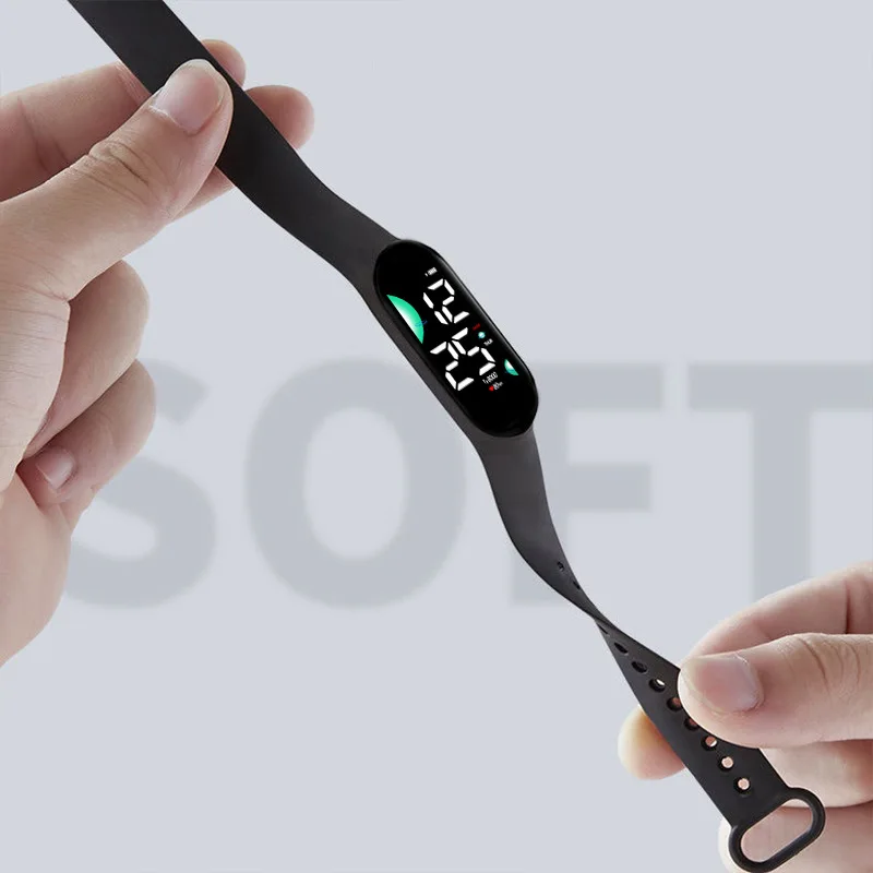 Reloj LED Impermeable para Niños, Reloj de Pulsera con Pantalla LED Táctil, Correa de Silicona, Relojes Electrónicos Deportivos para Hombres y Mujeres, No-smart