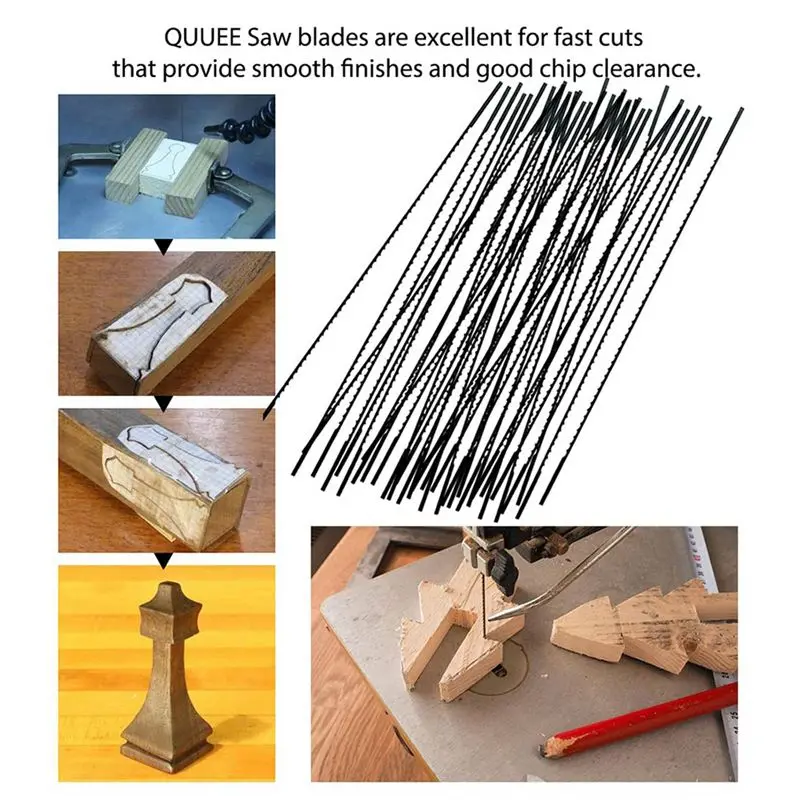 A02M-Scroll Saw Blades Plain End 5 Inch 48PCS 12 TPI Regular Tooth For Woodworking DIY