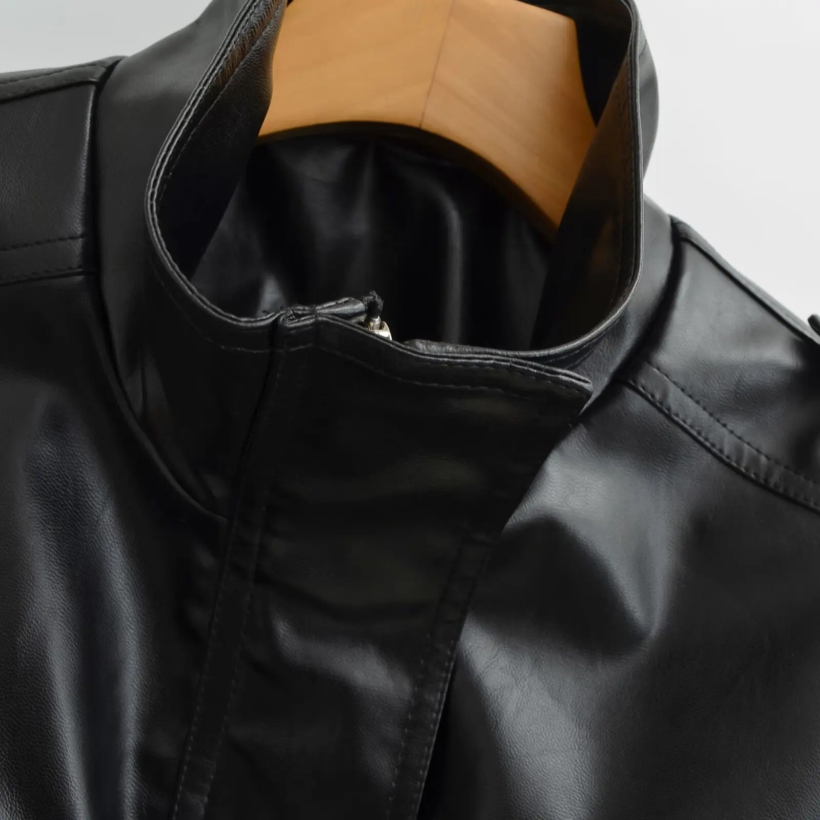 Simples faion ort outerwear feminino efeito de couro simulado jaet outono novo sle versátil ele mat casaco