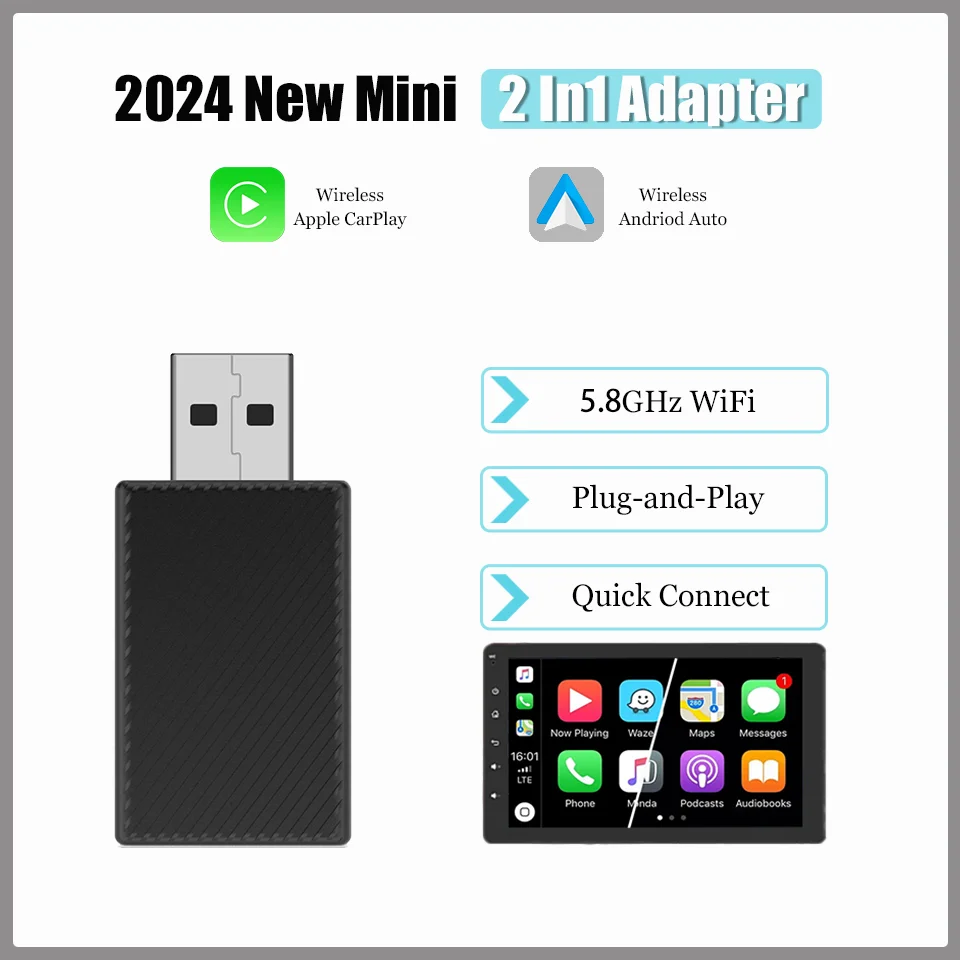 

New Mini Ai Box Android Auto & Apple CarPlay 2in1 Wireless Adapter Car Navigation Box For Vw Skoda Volvo Ford Kia Audi Toyota