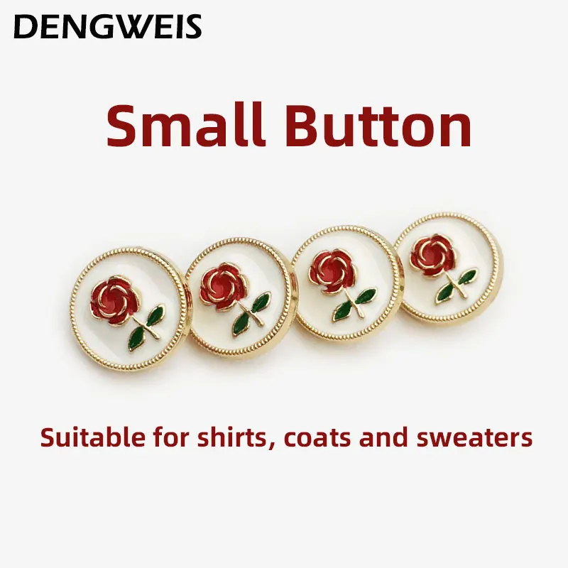 Mode Mini 12,5mm Rote Rose Blume Taste Für Frauen Shirts Manschette Kragen Diy Kleidungsstücke Nähen Zubehör Tasten Dekorative 10 stücke – Detail 1