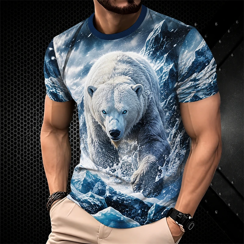 Novelty Men's T-Shierts Trendy Cool Bear Graphic New Fashion 3D Printed Short Sleeve Casual Oversizrd Tops Harajuku Men T-Shirts