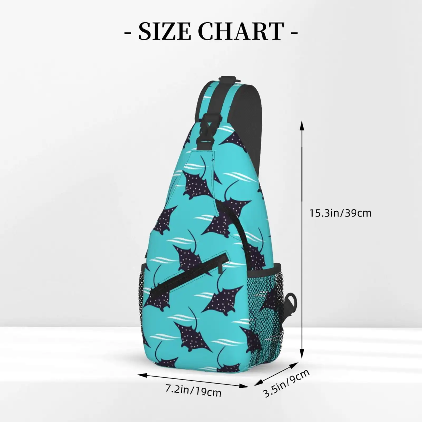 Sling Bag For Men, Cute Black Stingray Blue Funny Fanny Pack Crossbody Bags Shoulder Chest Bag, Small Gym Bag Anti Theft Crossbo