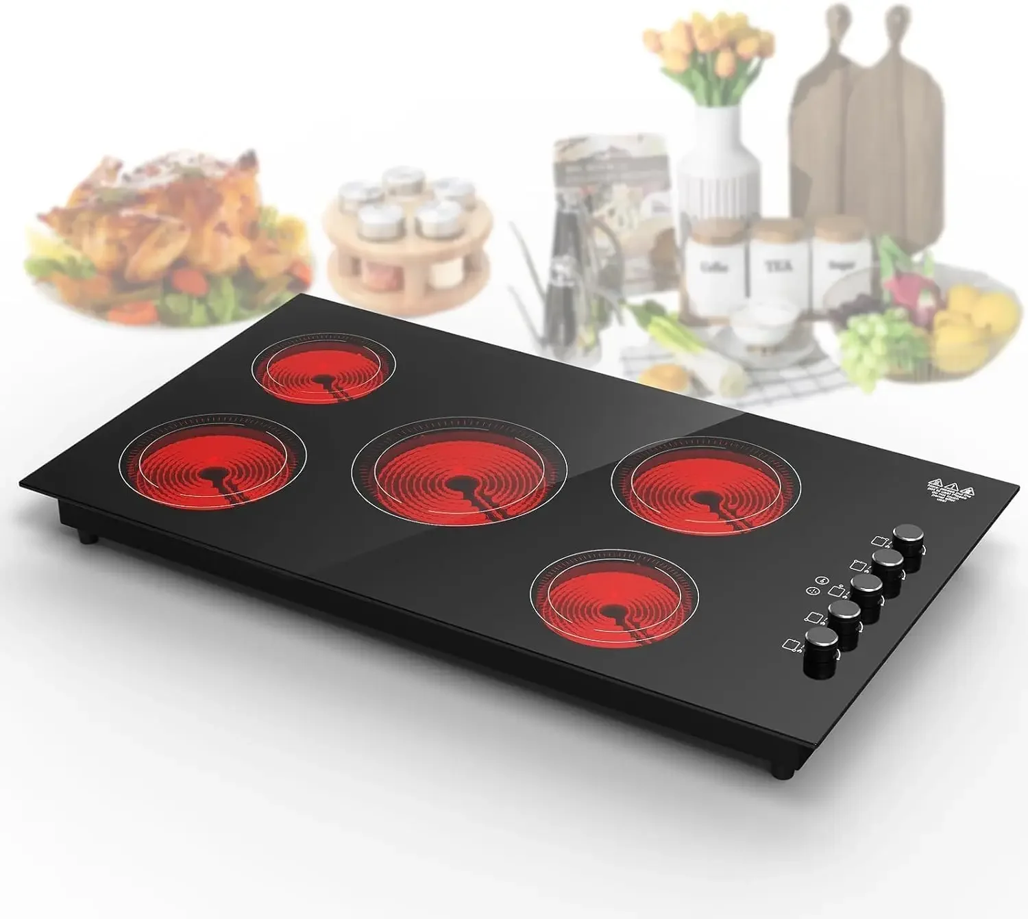 VBGK Electric Cooktop 36 inch,Built-in 36 inch Electric Cooktop 8000W Power Control by Knob, 36 induction cooktop