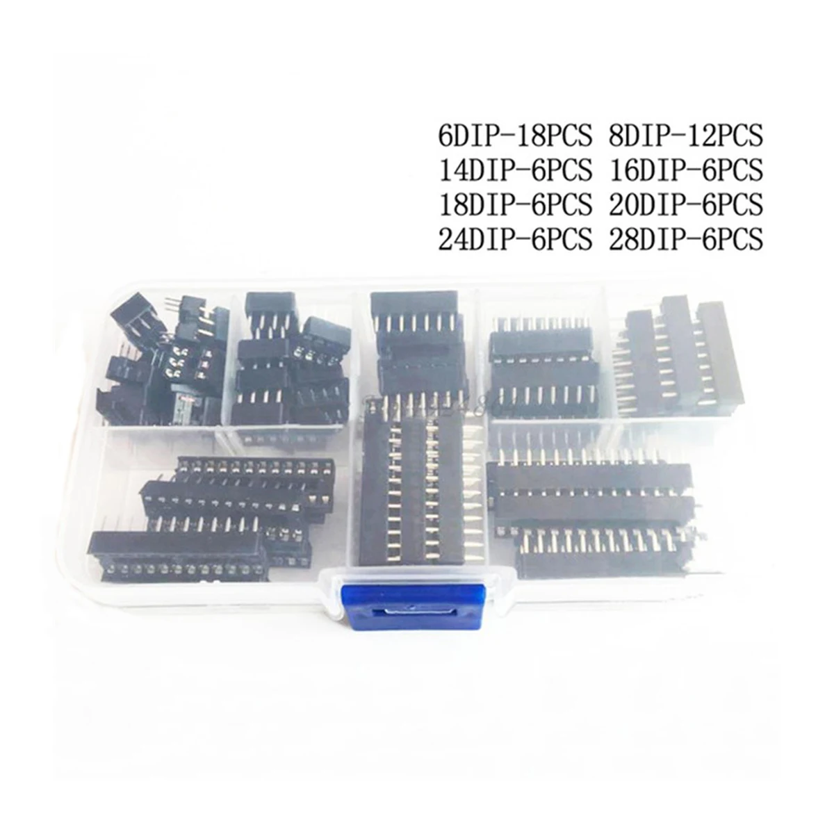 66PCS/Lot DIP IC Sockets Adaptor Solder Type 6/8/14/16/18/20/24/28 pins DIP IC Socket set electronic diy assortment kit MCU seat