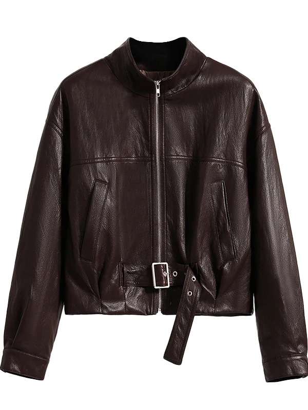 Veste en cuir décontractée noire pour femme, grande taille, coupe ample, vêtement d'extérieur tendance pour la saison automne-hiver