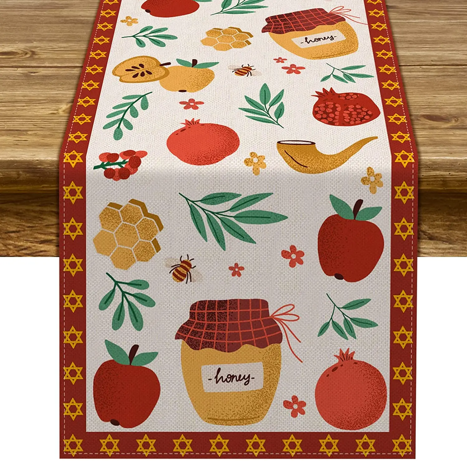 

Happy Rosh Hashanah Linen Table Runners Table Decor Jewish New Year Holiday Shana Tova Table Runners Home Party Decorations