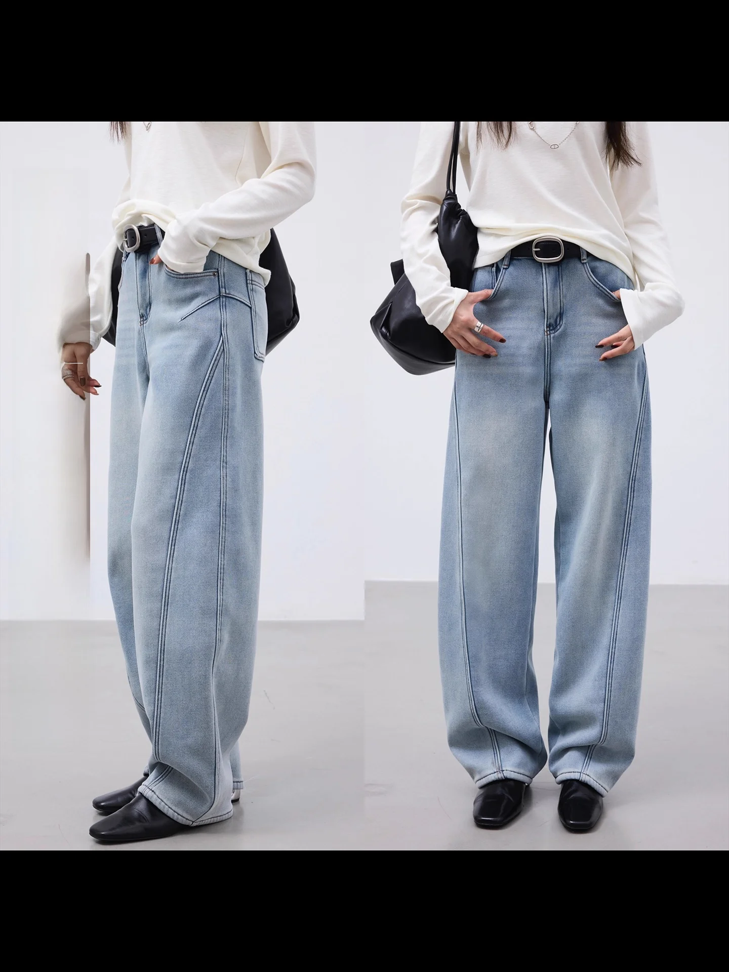 

Джинсы Camelux Fce Lined Thiened Slimming из утолщенного денима с подкладкой, гибкие, теплые, повседневные, широкие брюки для женщин на осень-зиму