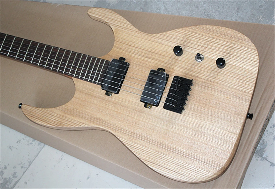 Flyoung Natural Wood Color Electric Guitar with Black Hardware,Rosewood Fingerboard,Offer Customize