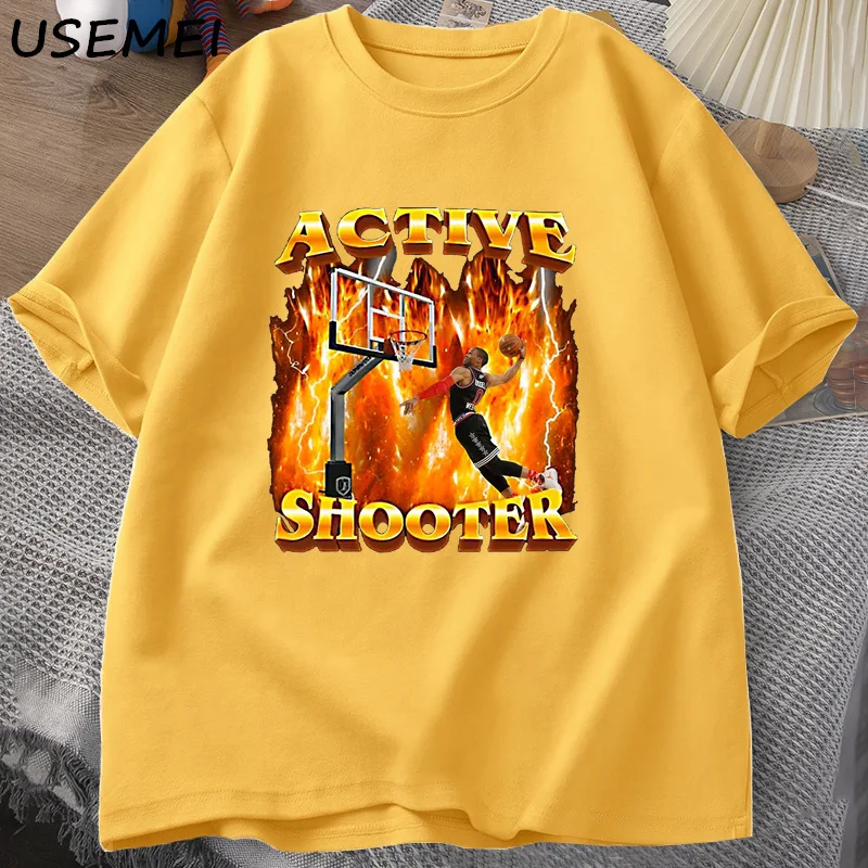 Active Shooter Graphic T Shirts Funny Meme Tshirt Cotton Short Sleeve O Neck T-shirt Man Clothes Oversized Streetwear Tee Shirt