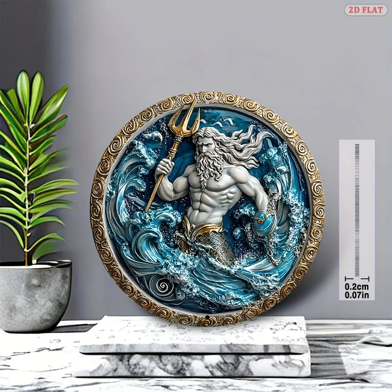 CIFBUY Vintage Poseidon Ocean Aluminum Wall Art Waterproof Rustproof Metal Decor for Home Bedroom Garage Cafe Restaurant