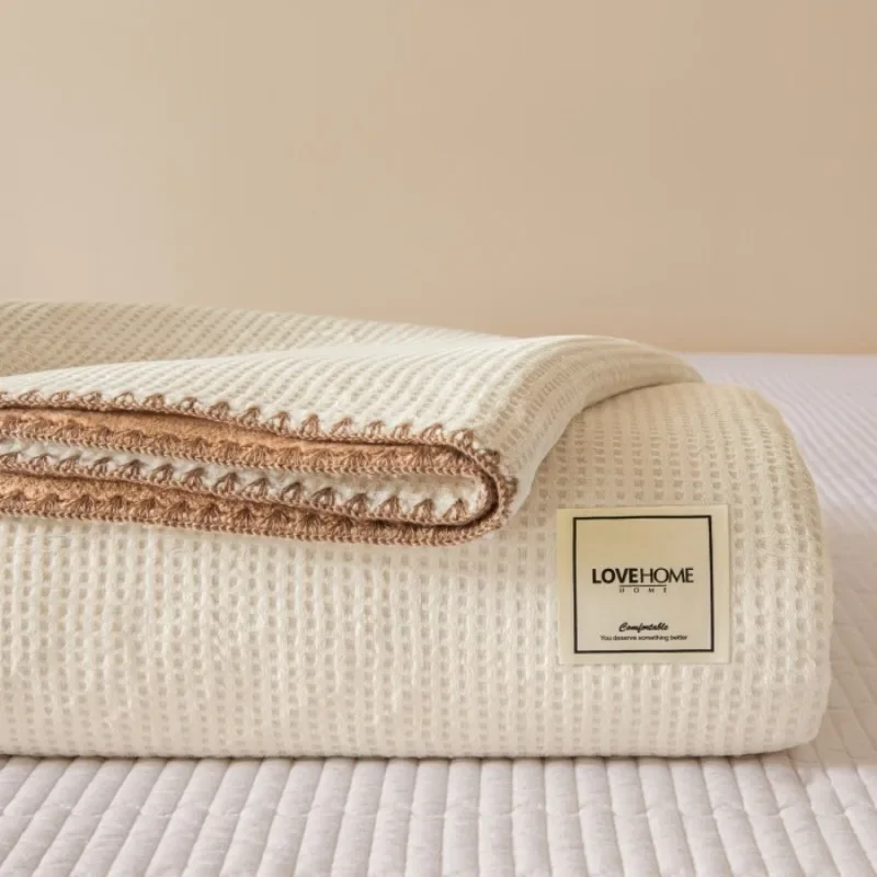 Soft Cozy All Season Warm High Quality Waffle Rotten Flower Milk Fleece Composite Triangular Needle Multifunctional Blanket