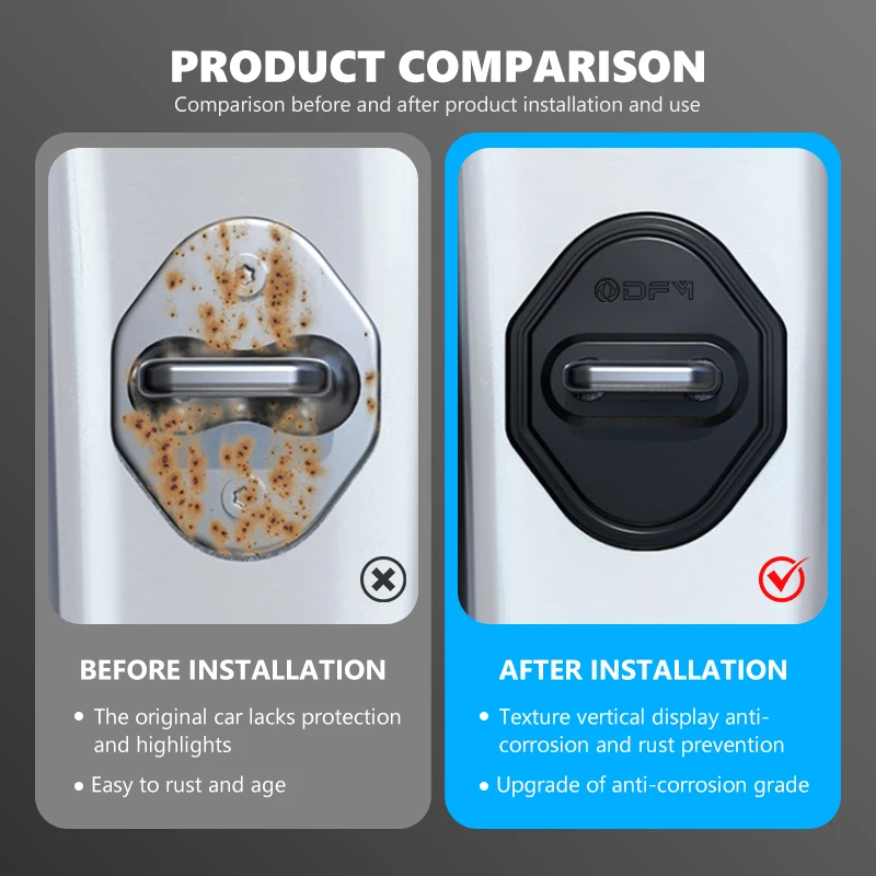 For Dongfeng Motor Silicone Car Door Lock Buckle Protector Cover Sticker Auto Accessories DFM Aeolus ax3 k01 Ax5 580 DFSK Glory view 3