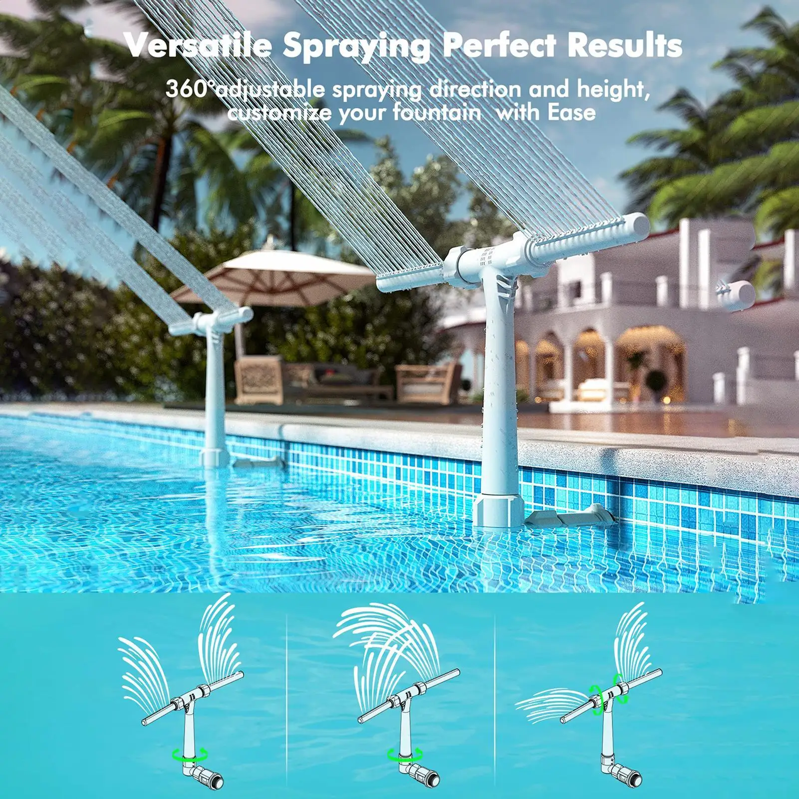

Pool Fountain Sprayer Swimming Double Fountain Heads Water Sprinklers Pools Spa Garden Decorations Pool Accessories