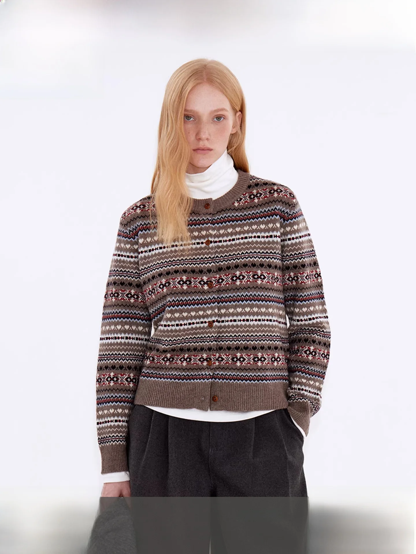 

Fano Korean Sle ort Woolen Knitted Sweater Cardigan Women's Top Fair Isle Pattern Loose Fit Warm Autumn Winter Faion