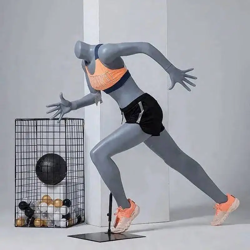 

Grey Muscular Male Female Display Dummy Model Running Sport Full-Body Mannequin Black For Sport Clothing Display Rack