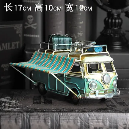 Retro Mini Model Tin Bus Ornaments Vintage Car Trinket Handmade Nostalgic Style Various Styles of Buses Motorcycles Airplanes